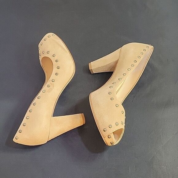 BRAND NEW UNISA PEEP TOE SUEDE WOMEN"S BLOCK STUDDED DETAILING PUMP - Picture 7 of 13